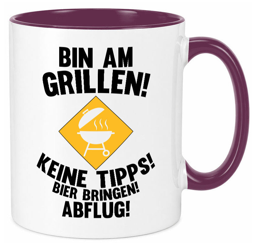 Bin am Grillen | Bier bringen und Abflug Grillmeister Geschenk Humor Tasse