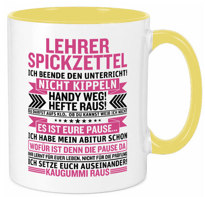 Lehrer Spickzettel | Beruf Tasse lustiger Spruch vl1 Geschenk Arbeit Kollegen