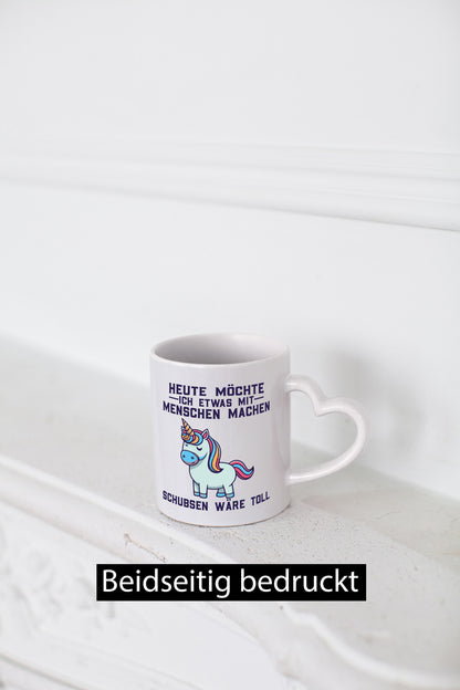Heute möchte ich Menschen schubsen | Einhorn v2 Geschenk Humor Geschenkidee