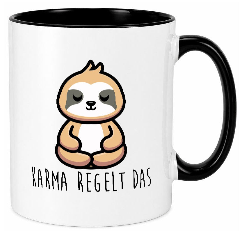 Karma regelt das | Yoga Faultier Meditation Chillen Geschenk Tierliebhaber Tasse