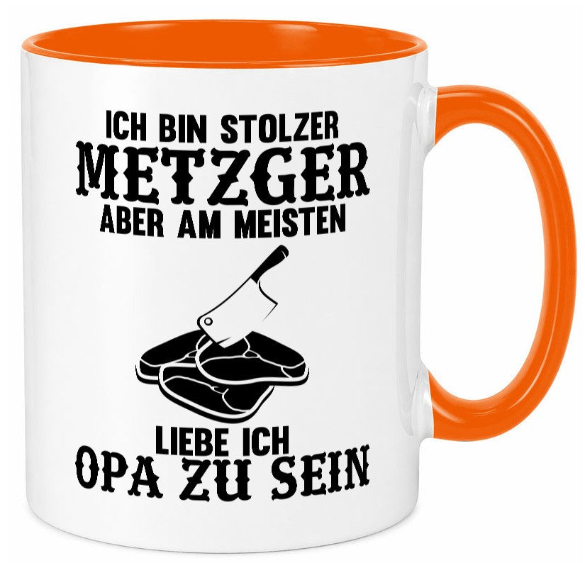 Stolzer Metzger, liebe es Opa zu sein | Fleisch Hackebeil lustiger Spruch Tasse