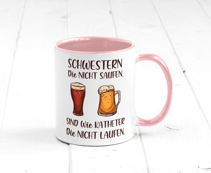 Schwestern die nicht saufen, Katheder laufen | Gläser lustiger Spruch Geschenk