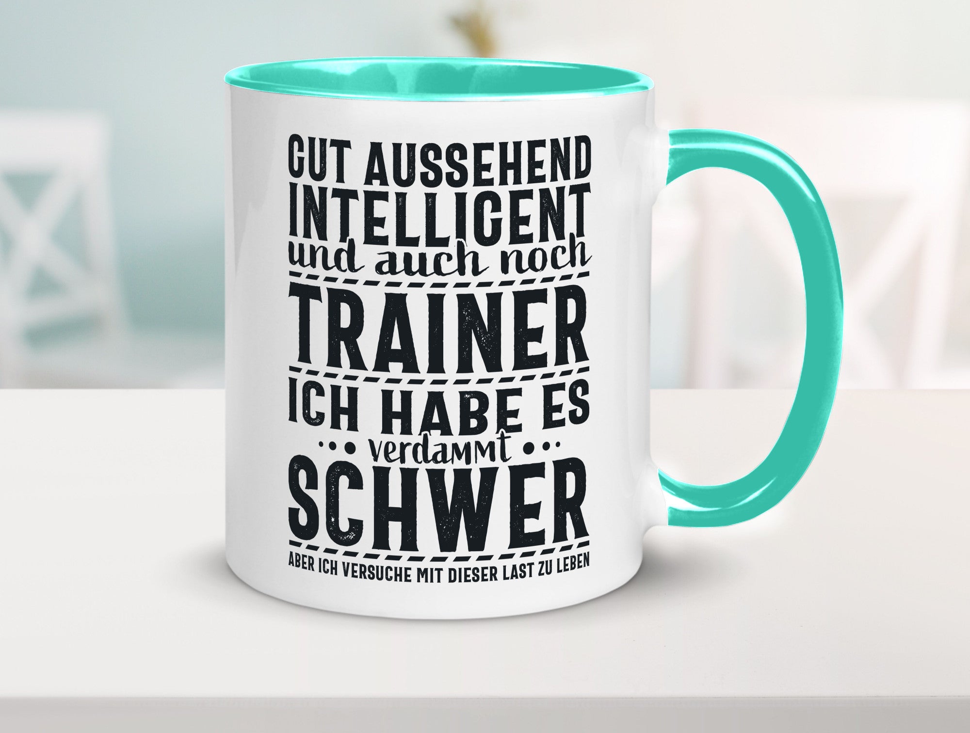 Gut aussehender Trainer |gestrichelte Linie | Punkte lustiger Spruch Geschenk