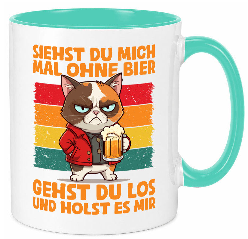 Siehst du mich ohne bier | Katze Biertrinker Geschenk Tierliebhaber Humor Tasse