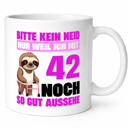 42. Geburtstag | Bitte kein neid Faultier 42 Jahre Geschenkidee Humor Tasse
