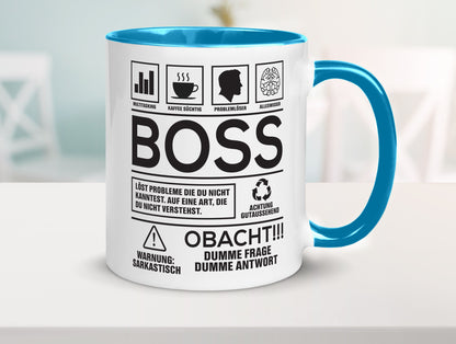 Achtung Probleme Boss | Führungskraft Vorgesetzter lustig Humor Geschenkidee Tasse