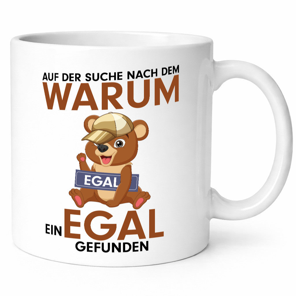 Egal gefunden | lachender Bär mit Schild Gleichgültigkeit Humor Geschenkidee