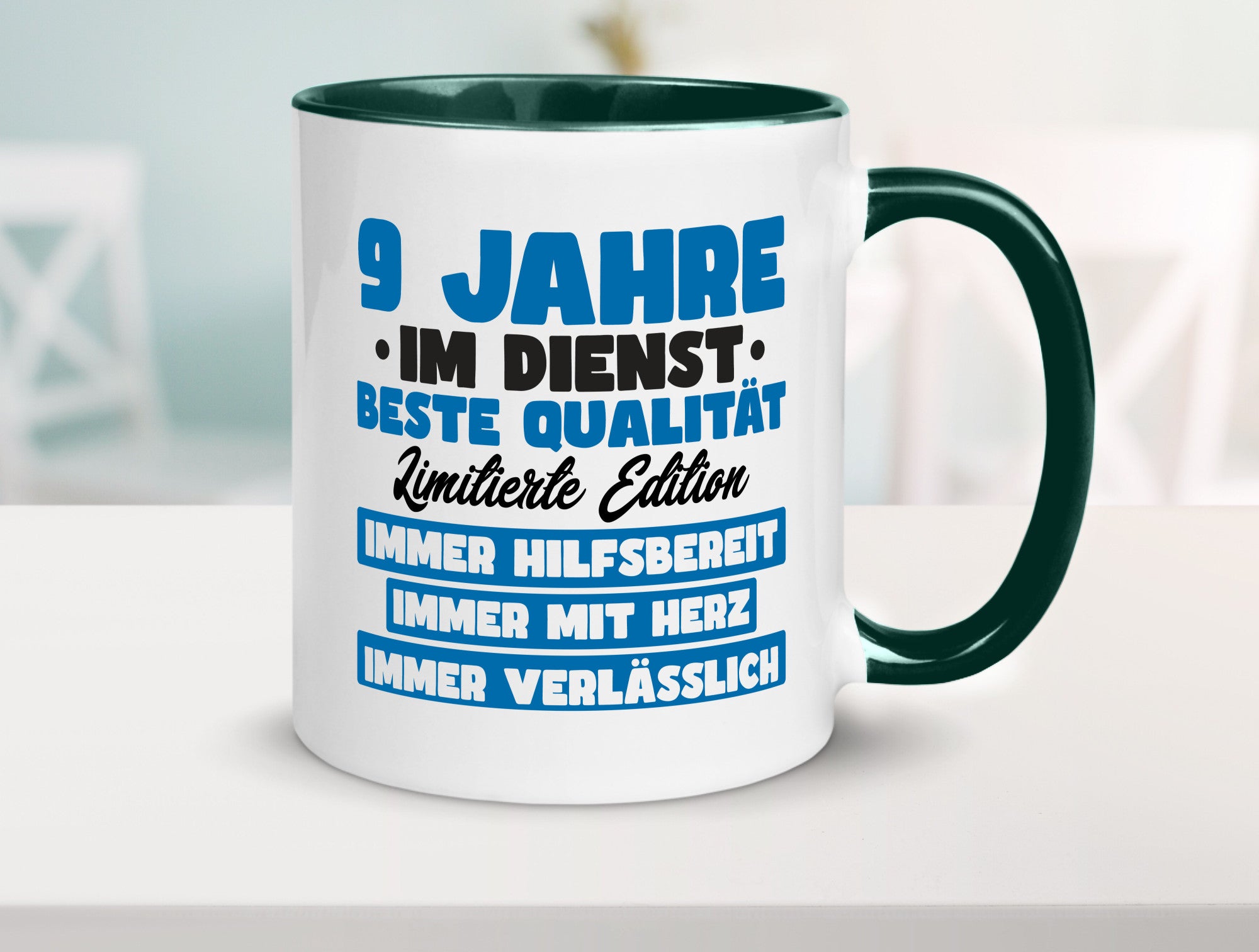 9 Jahre im Dienst | Jubiläum Arbeit v7 lustig Kollegen Büro Geschenk Tasse