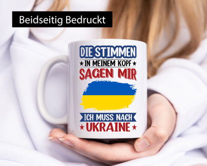Ukraine | Urlaub Stimmen in meinem Kopf Traumland v2 Geschenkidee Humor Tasse