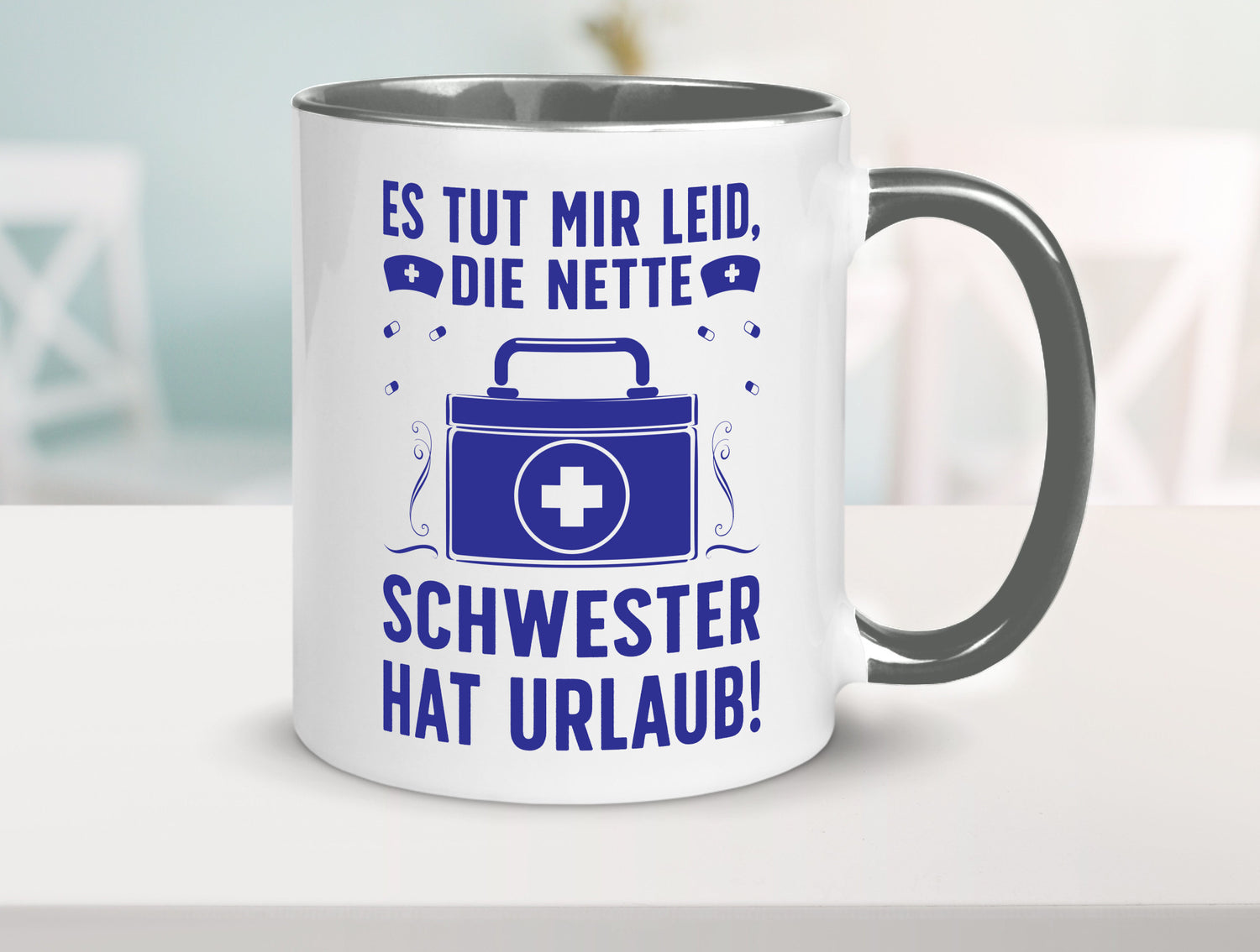 Nette Schwester hat Urlaub | Arztkoffer Tabletten lustiger Spruch Geschenk