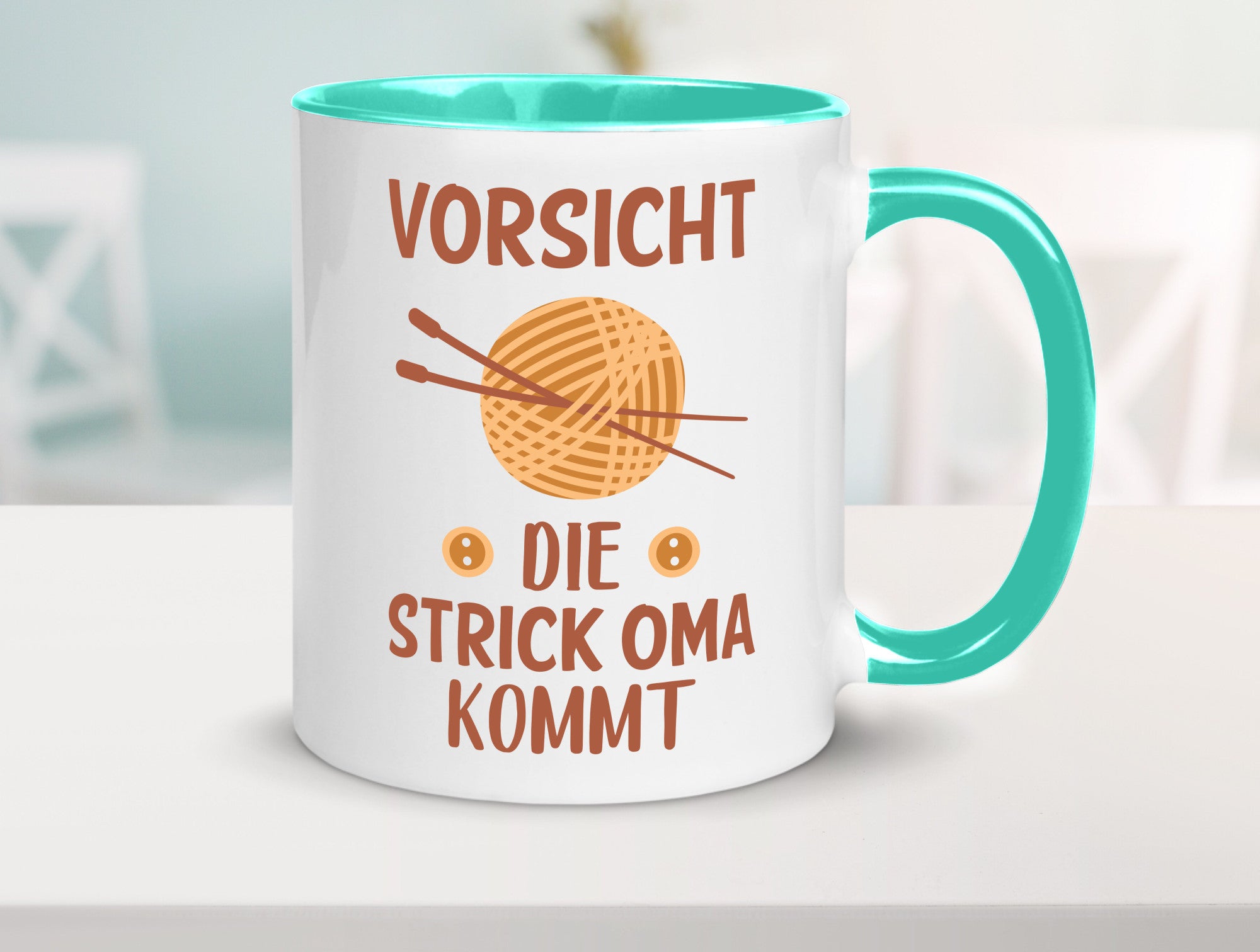 Vorsicht, Strickoma kommt | Wolle Stricknadeln Humor Familie Geschenkidee Tasse