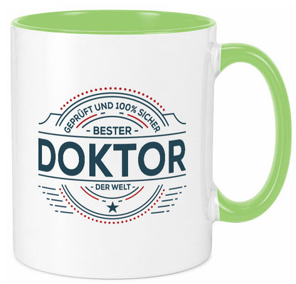 Geprüft und sicher: Doktor | Doktorand Doktortitel lustiger Spruch Geschenk Tasse