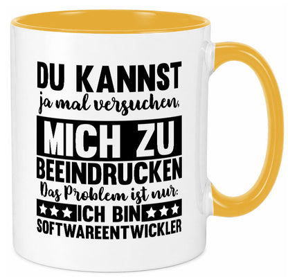 Versuch mich zu beeindrucken, bin Softwareentwickler | IT Humor Geschenkidee Tasse