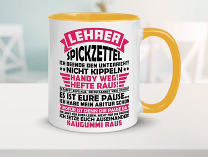 Lehrer Spickzettel | Beruf Tasse lustiger Spruch vl8 Geschenkidee Arbeit