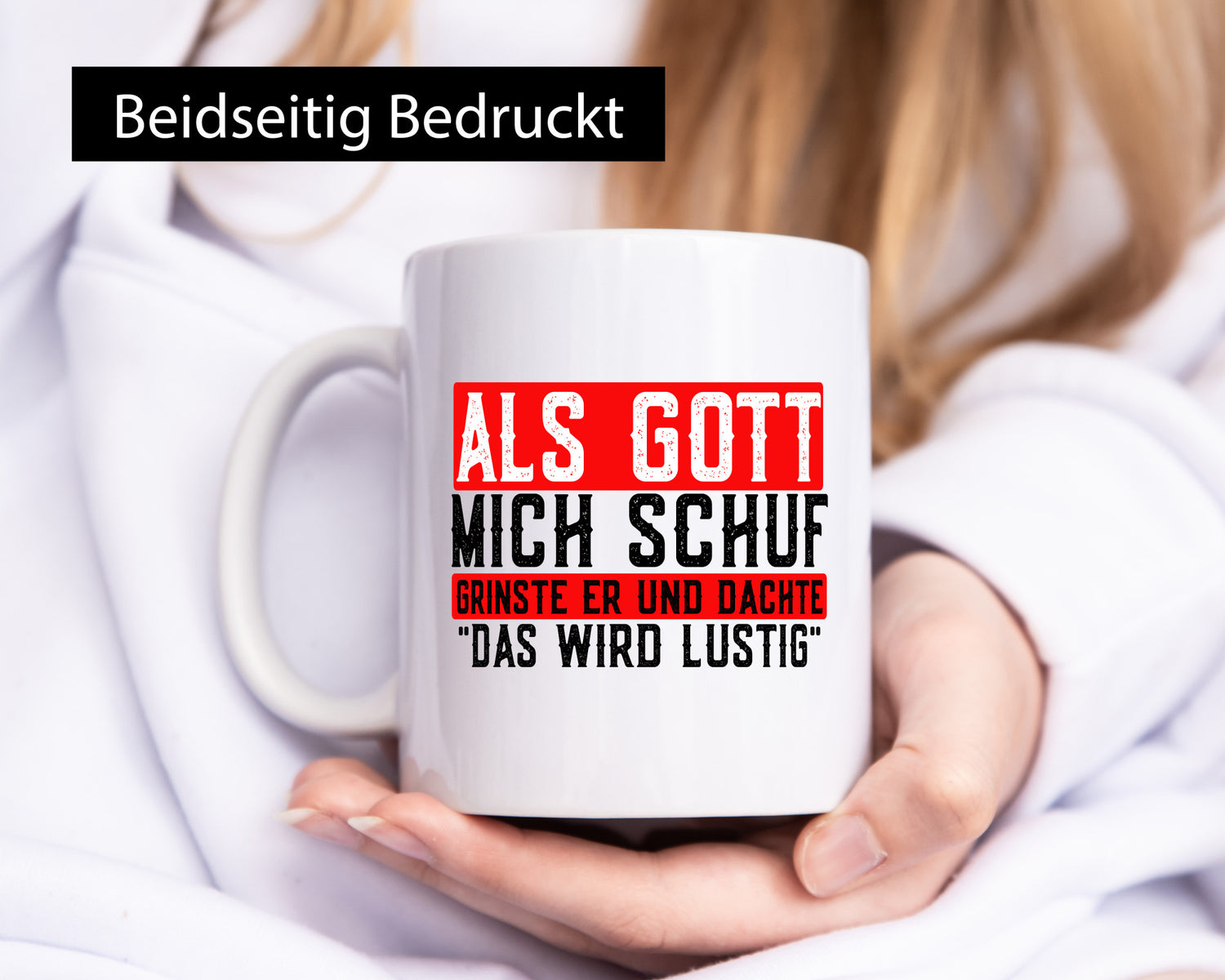 Als Gott mich schuf grinste er | lustiger Spruch Freunde Geschenk Humor