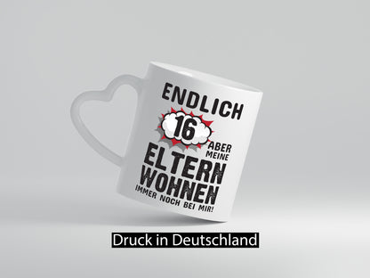 Endlich 16 | Geburtstag Tasse lustiges Statement lustiger Spruch Geschenk