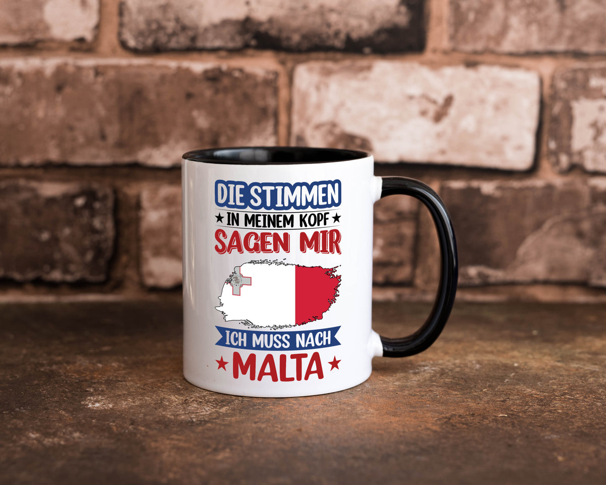 Malta | Urlaub Stimmen in meinem Kopf Traumland lustiger Spruch Geschenk Humor Tasse