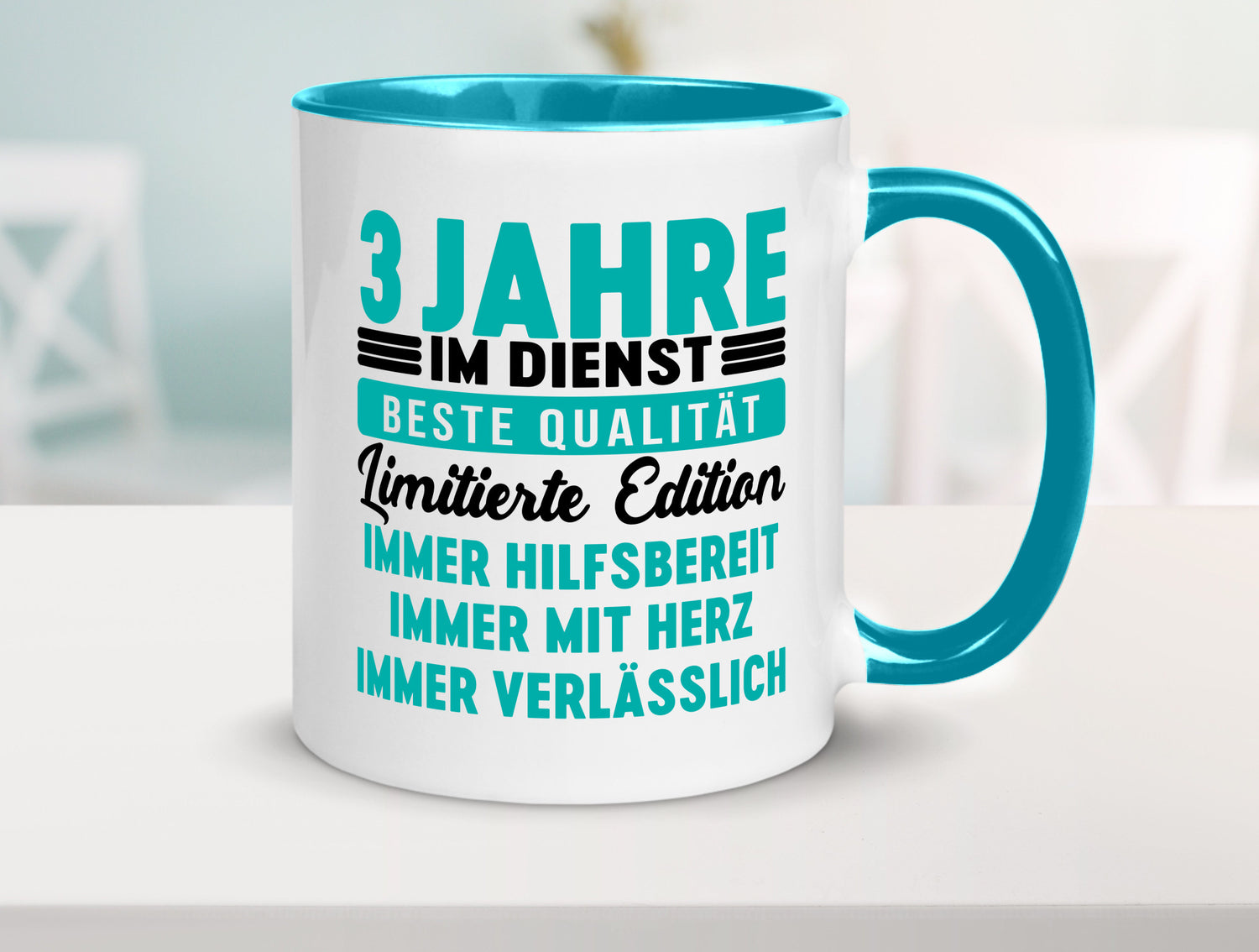 3 Jahre im Dienst | Jubiläum Arbeit v5 lustig Kollegen Büro Geschenk Tasse