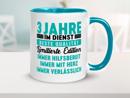 3 Jahre im Dienst | Jubiläum Arbeit v5 lustig Kollegen Büro Geschenk Tasse