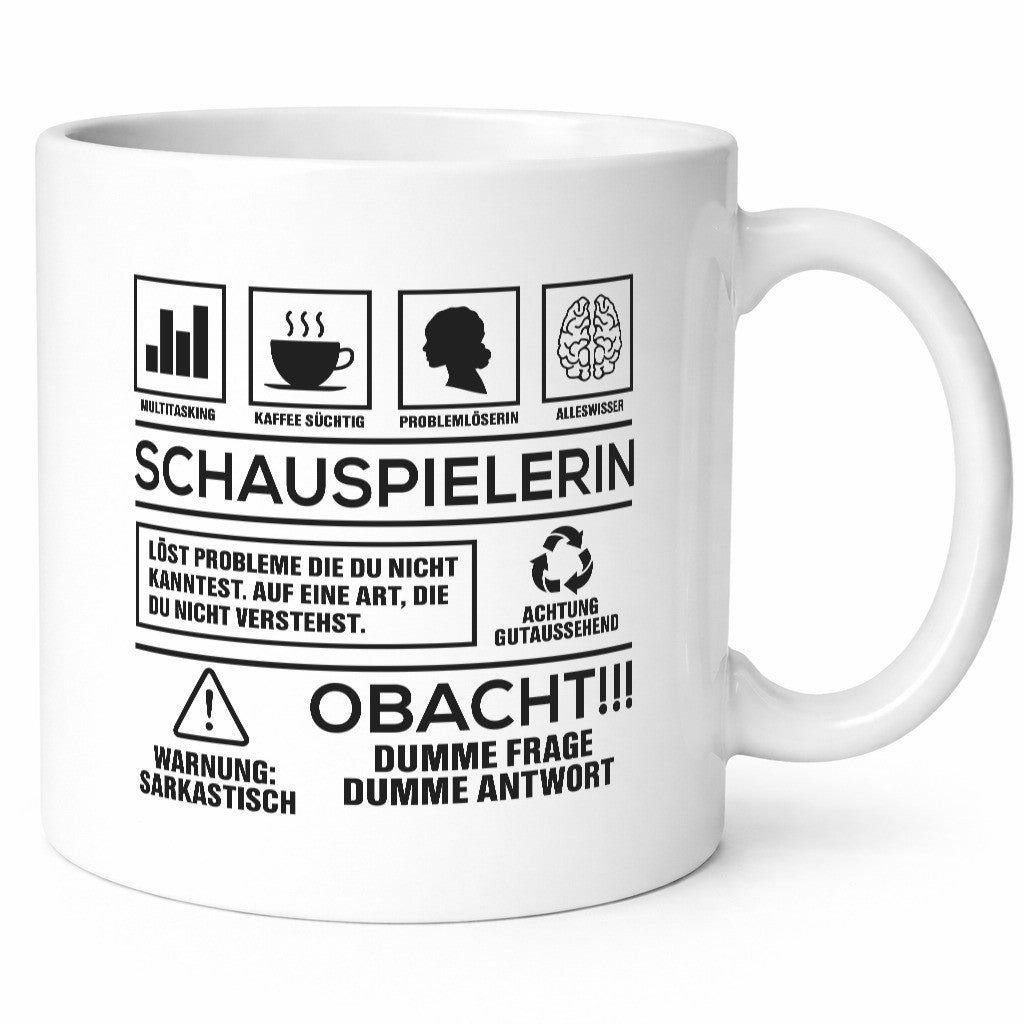 Achtung Probleme Schauspielerin | Theater Geschenkidee Humor Tasse