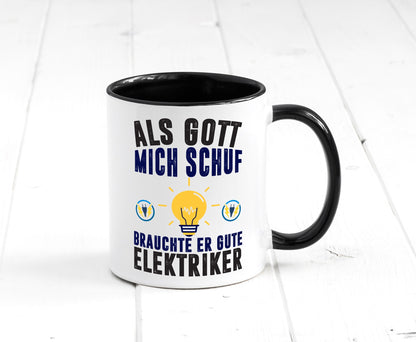 Als mich Gott schuf | Elektriker Arbeit Humor Kollegen Büro Geschenkidee Tasse