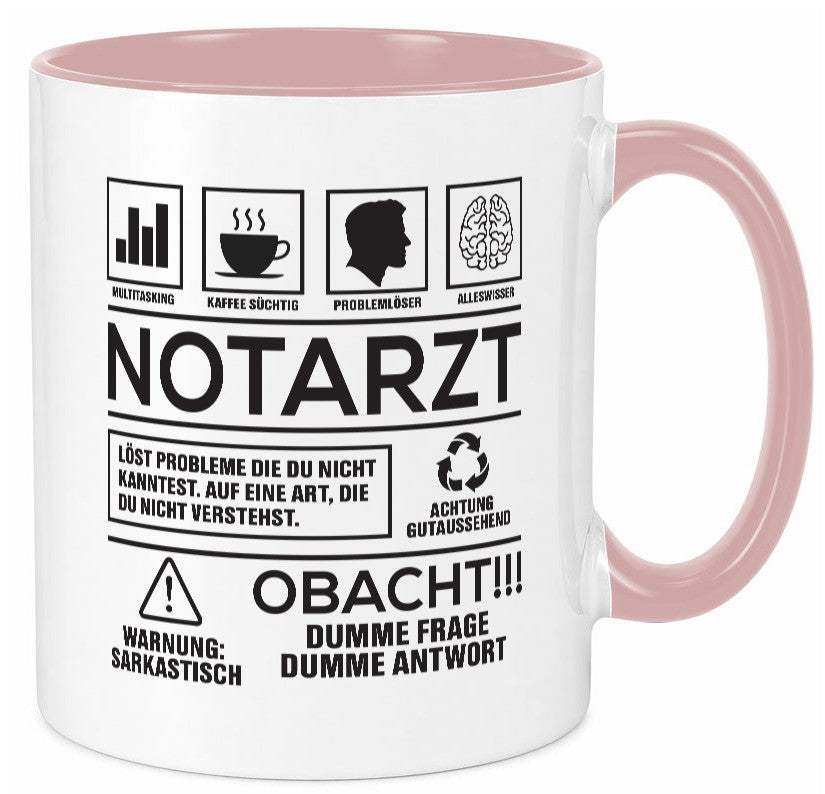 Achtung Probleme Notarzt | Arzt lustiger Spruch Geschenk Humor Geschenkidee Tasse