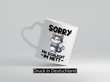 Sorry bin schleht im nett | Böse Katze Geschenkidee Tierliebhaber Humor Tasse