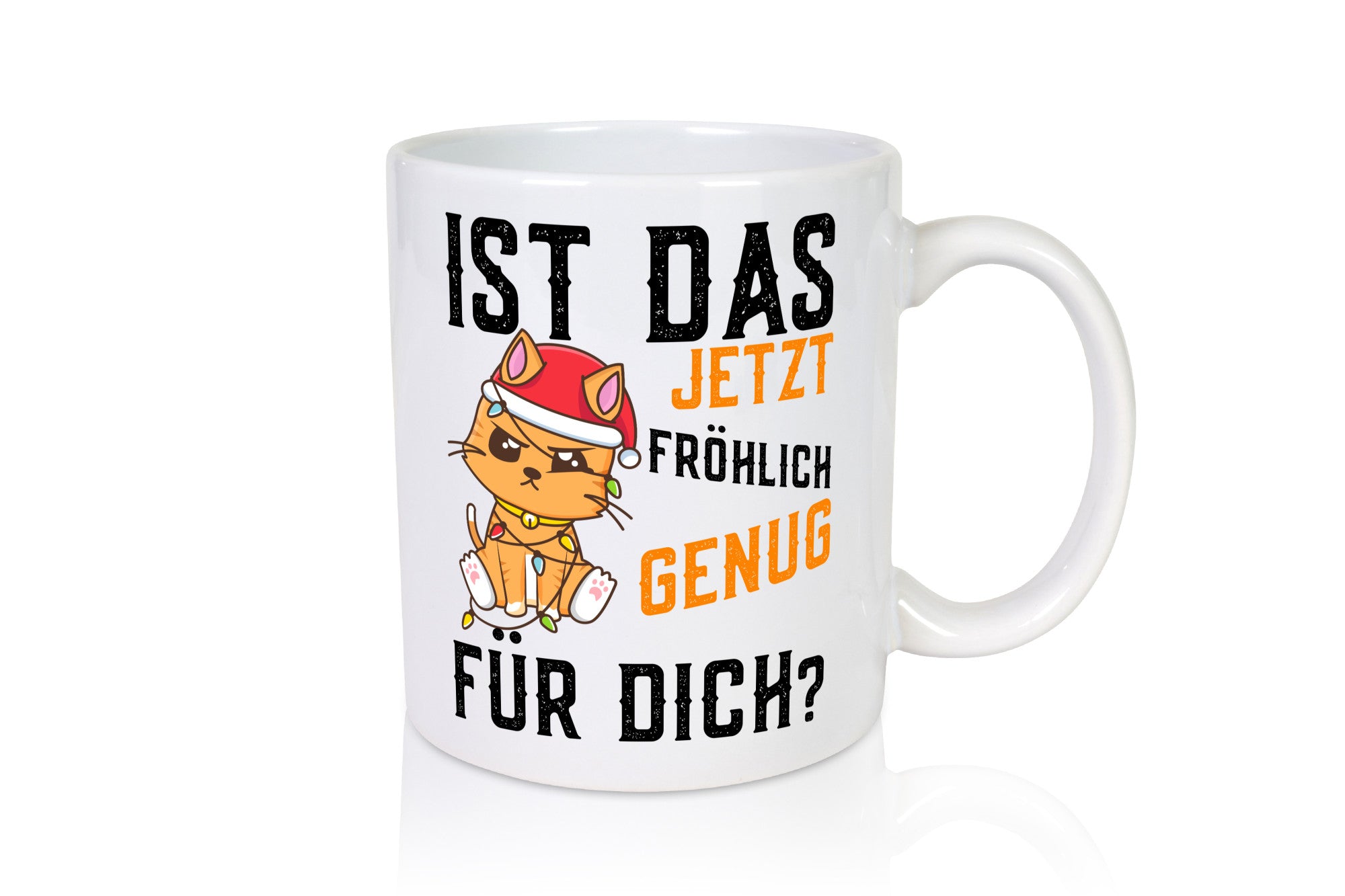 Ist das fröhlich genug | Katze Weihnachten Lichterkette Geschenk Tierliebhaber