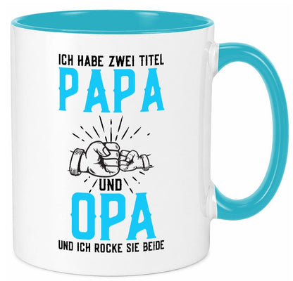 Papa und Opa | zwei Titel Rocke sie Beide Humor Familie Geschenkidee Tasse