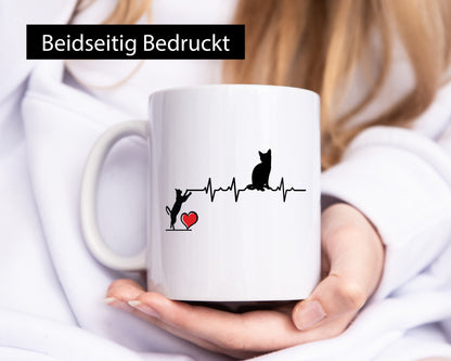 Katzen | Herz Herzschlag Humor Tierliebhaber Geschenkidee Tasse