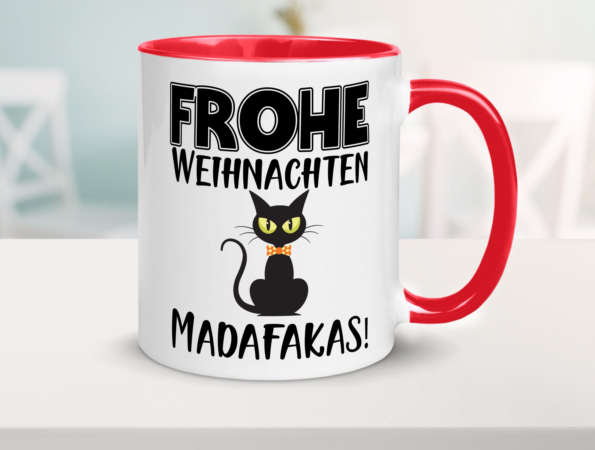 Frohe Weihnachten Madafakas! | Katze Tasse Vintage lustiger Spruch Geschenk