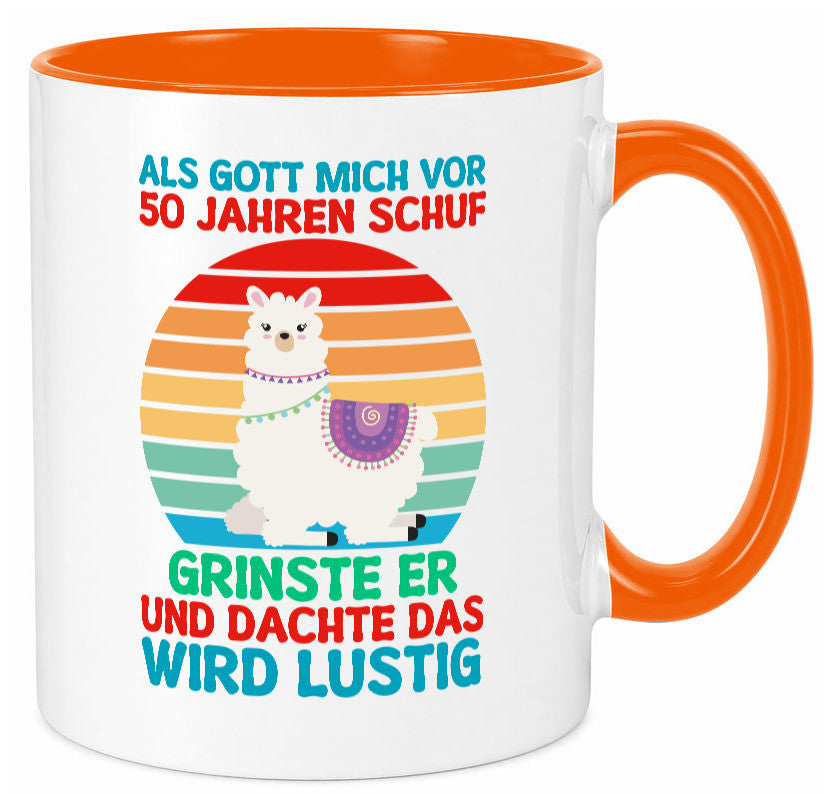 50. Geburtstag | 50 Jahre Gut Schuf mich Lama v2 Humor Geschenkidee Tasse