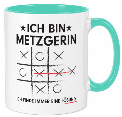 Löse Probleme: Metzgerin | Fleischerin Humor Geschenkidee Tasse