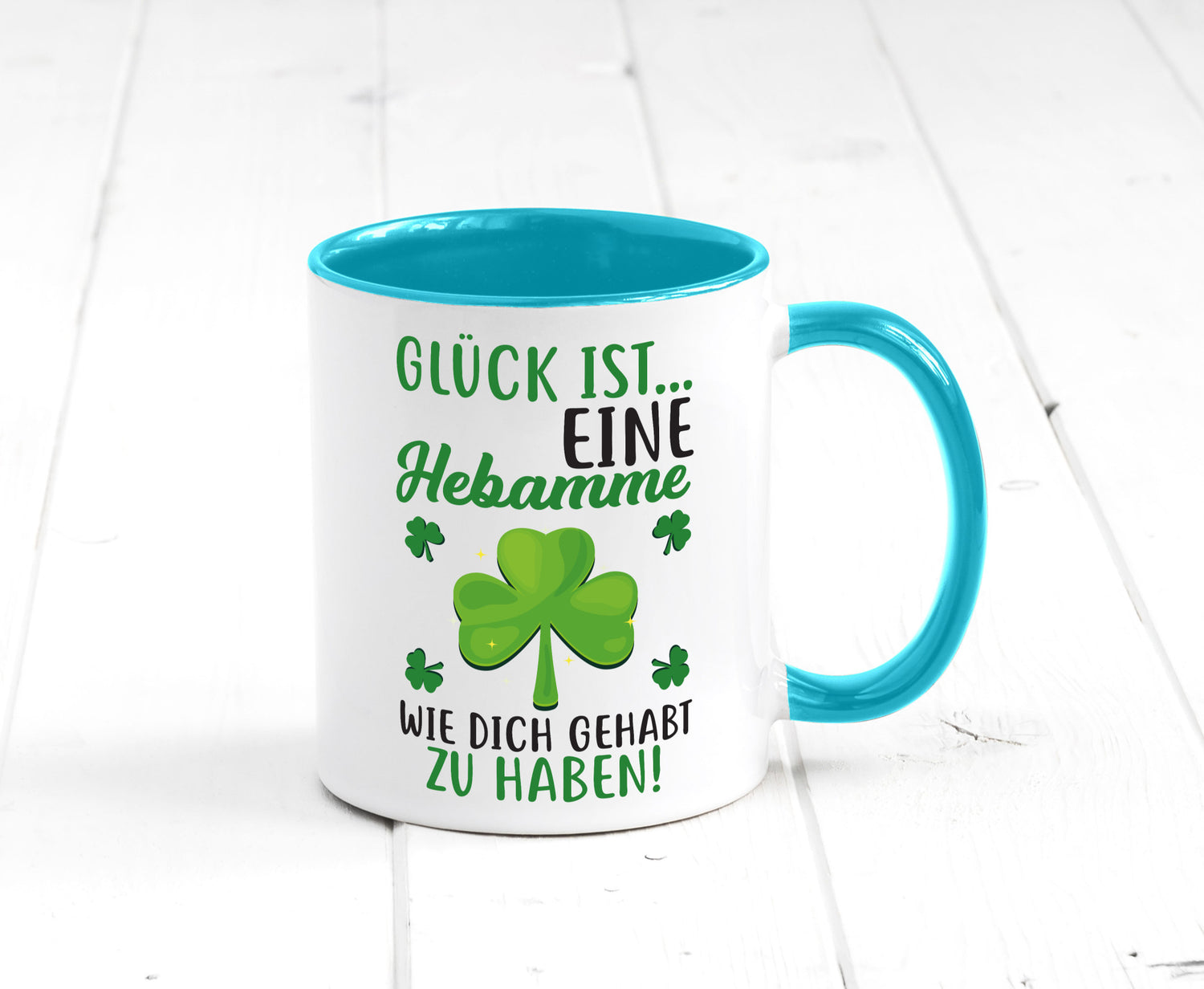 Hebamme Dankeschön | Dankes Tasse Kleeblätter Glück Humor Geschenkidee