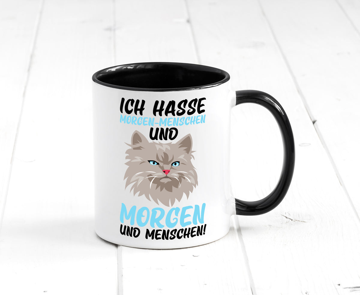 Ich hasse Morgenmenschen | Morgenmuffel mürrische Katze Geschenkidee Tasse