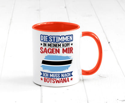 Botswana | Urlaub Stimmen in meinem Kopf Traumland Geschenkidee Humor Tasse