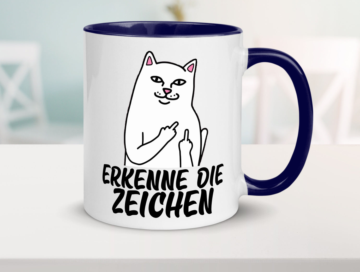 Erkenne die Zeichen | Katze Schatten Mittelfinger Geschenk Tierliebhaber Humor