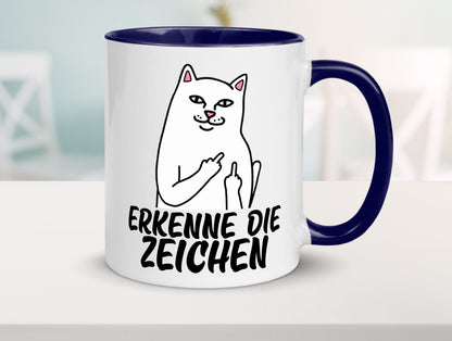 Erkenne die Zeichen | Katze Schatten Mittelfinger Geschenk Tierliebhaber Humor