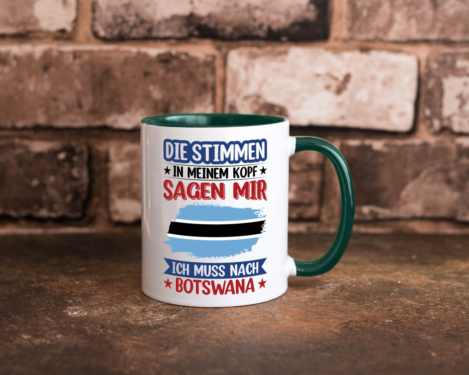 Botswana | Urlaub Stimmen in meinem Kopf Traumland Geschenkidee Humor Tasse