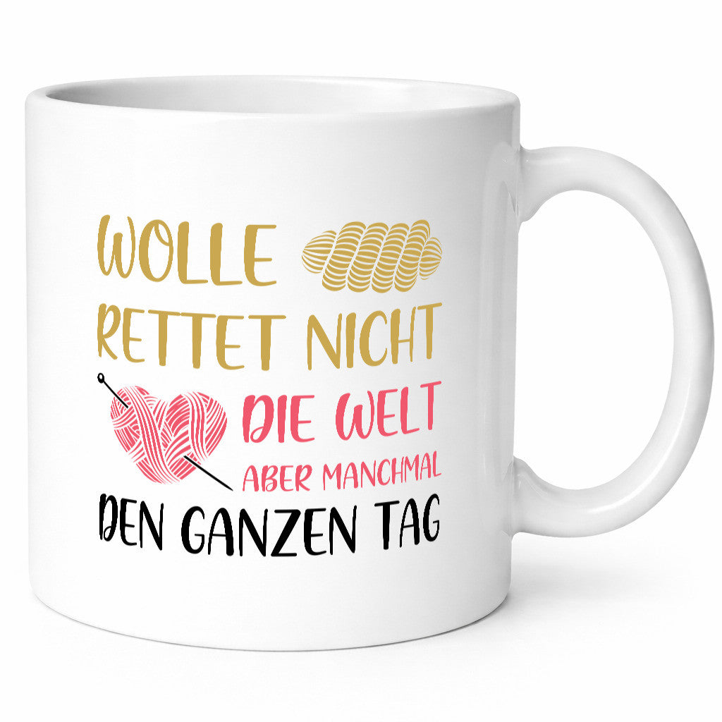 Wolle rettet den ganzen Tag | Wollknäuel Stricknadel lustiger Spruch Geschenk