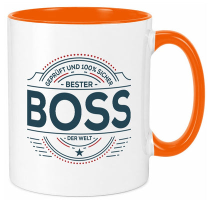 Geprüft und sicher: Boss | Führungskraft Vorgesetzter lustiger Spruch Geschenk Tasse