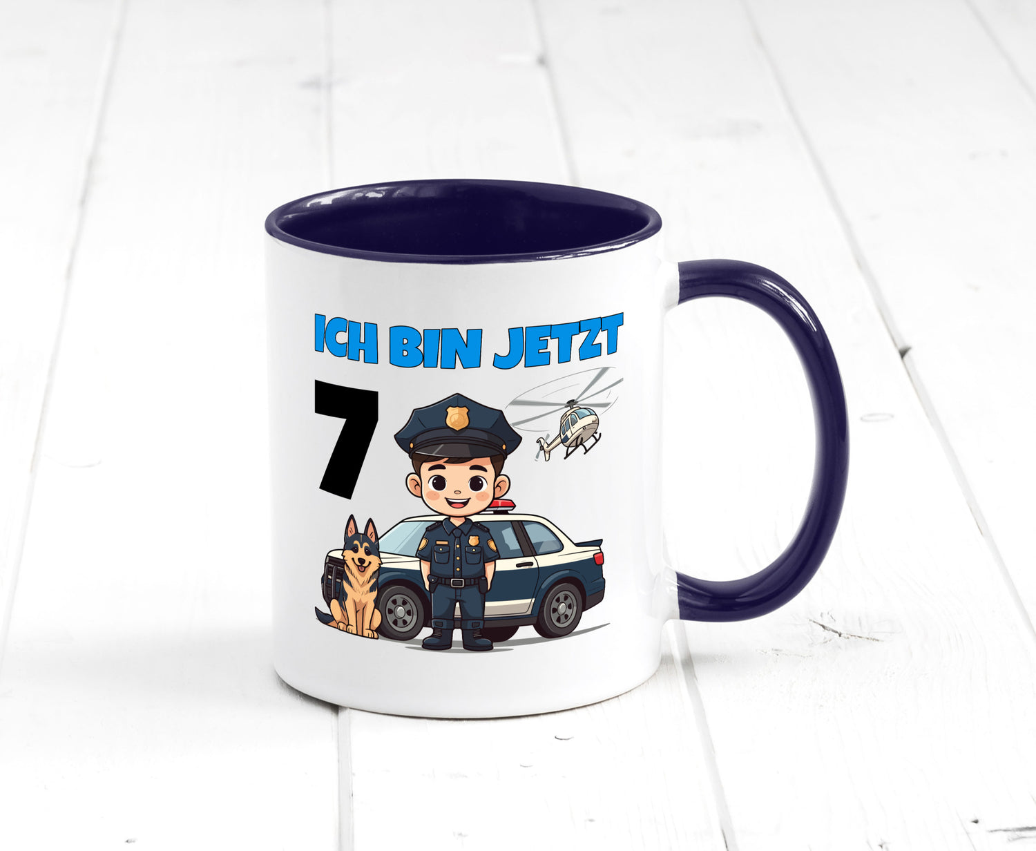 7. Geburtstag | 7 Jahre Polizei Kind Polizeiauto Humor Geschenkidee Tasse