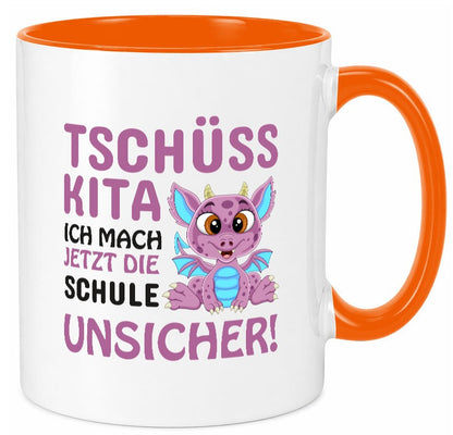 Tschüss Kita | Einschulung süßer Drachen Schulstart lustiger Spruch Geschenk Tasse