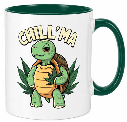 Chill ma | Cannabis Schildkröte v2 Geschenk Humor Geschenkidee lustiger Spruch Tasse