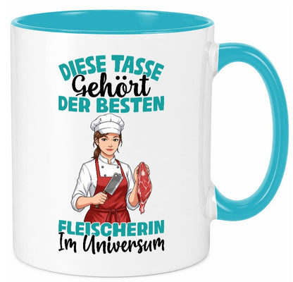 Im Universum: Fleischerin | Schlachterei lustiger Spruch Geschenk Humor Tasse