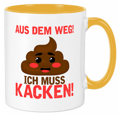 Aus dem weg ich muss kacken | Toiletten Spruch Pupsen Geschenkidee Humor Tasse