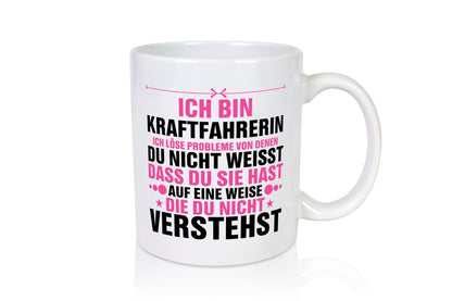 Löse Probleme: Kraftfahrerin | Lastwagen LKW Truck Geschenkidee Humor Tasse