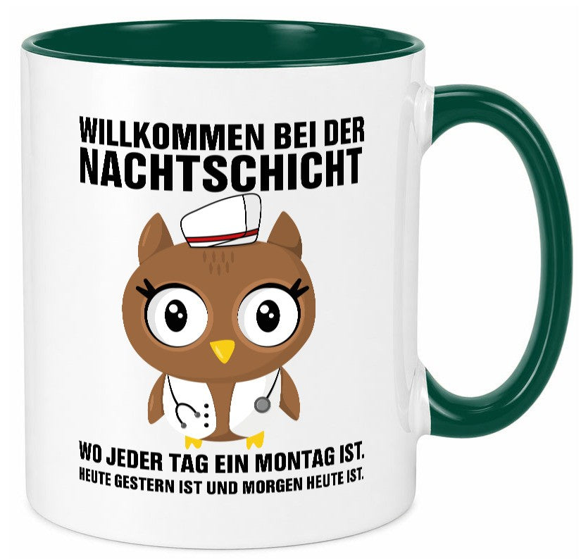 Nachtschicht | müde Eule Sanitäter Krankenschwester Humor Geschenkidee Tasse