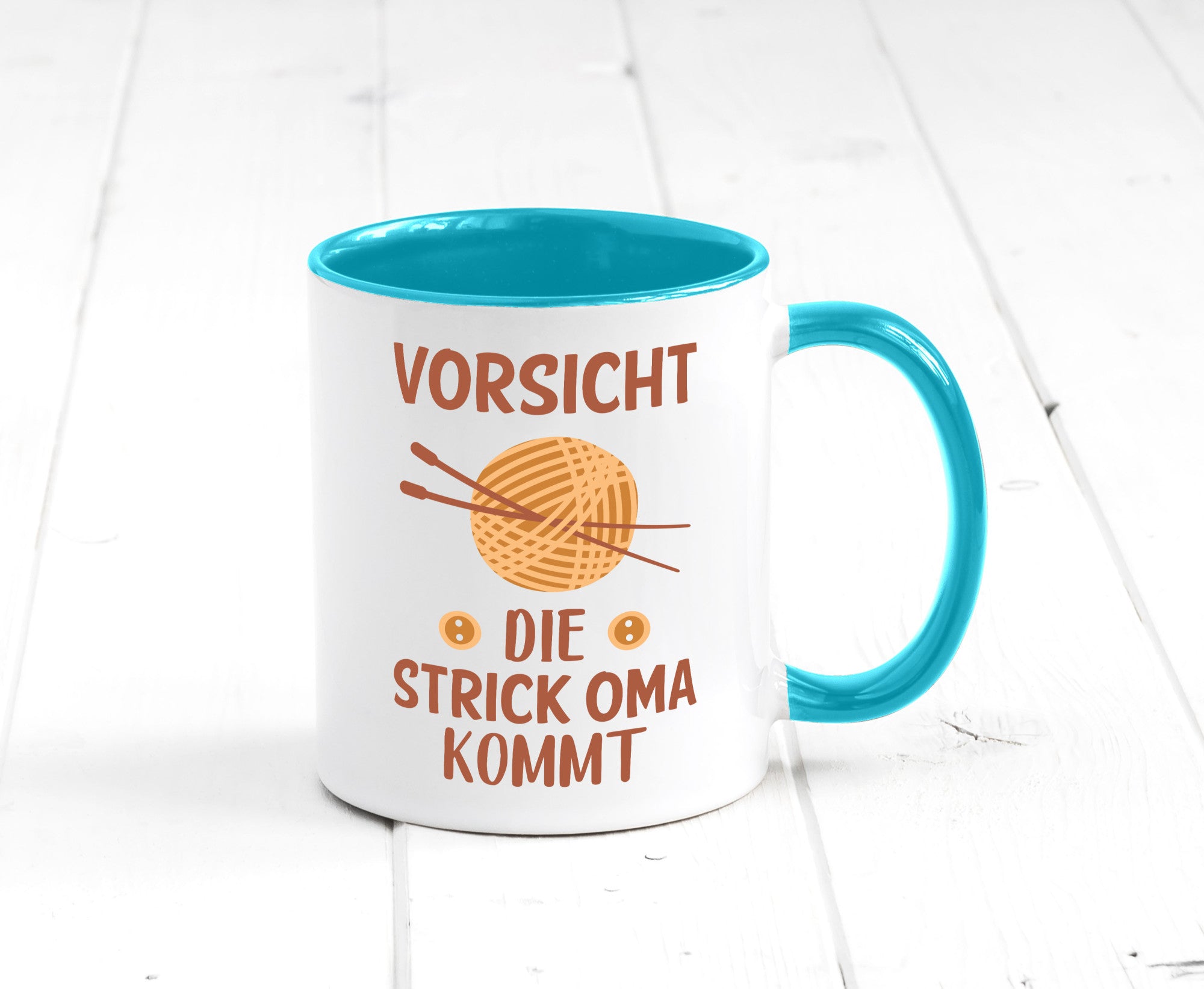 Vorsicht, Strickoma kommt | Wolle Stricknadeln Humor Familie Geschenkidee Tasse