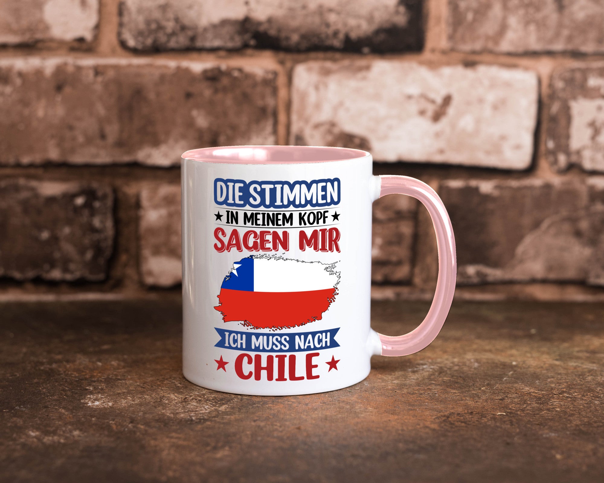 Chile | Urlaub Stimmen in meinem Kopf Traumland Geschenkidee Humor Tasse